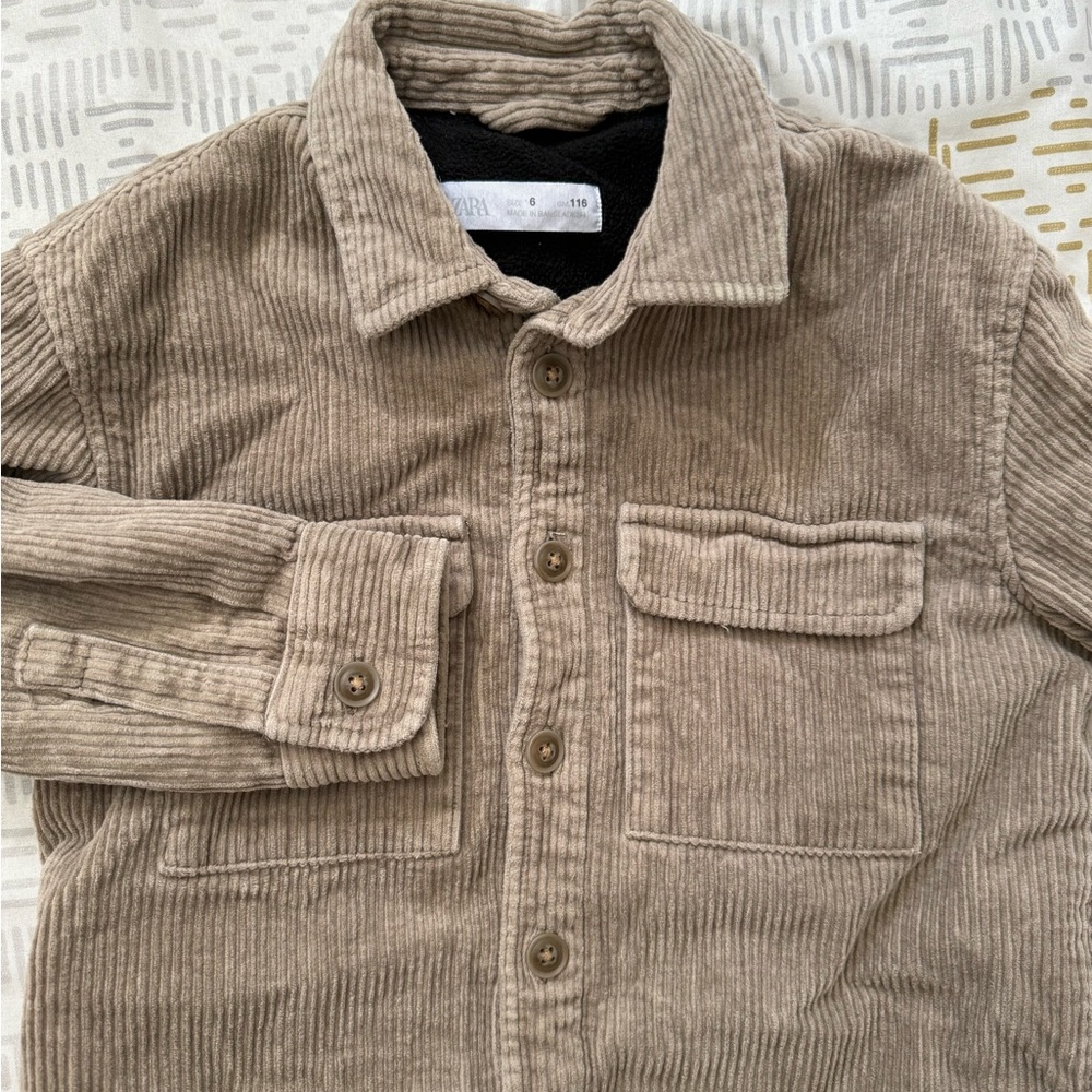 Kids Tan Corduroy Jacket lined with fleece